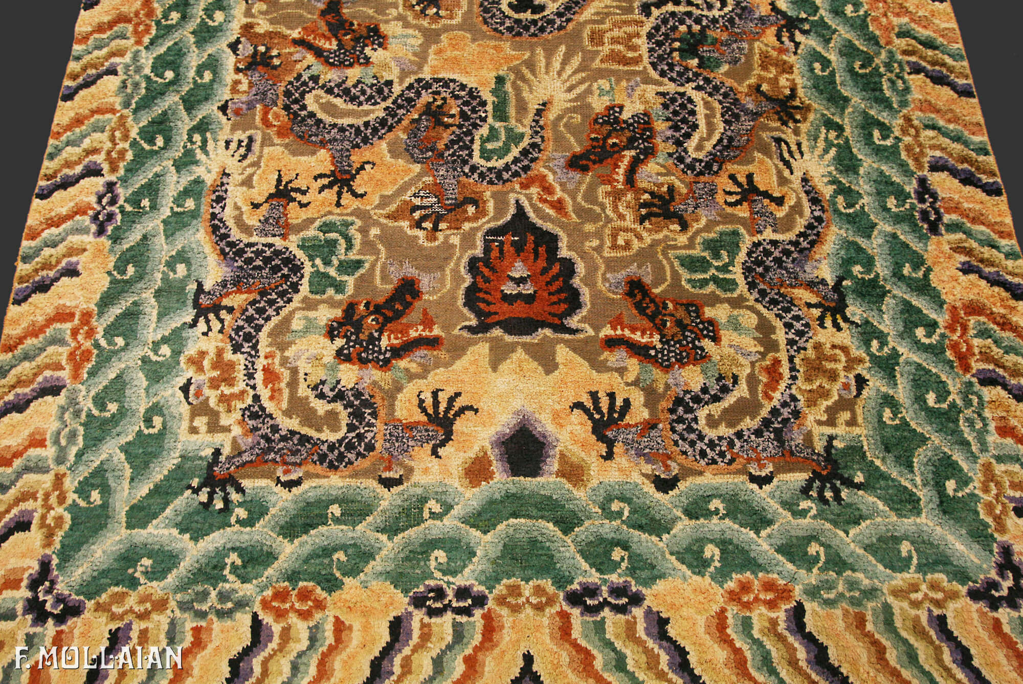 Antique Chinese Silk & Metal Rug n°:80095193